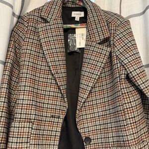 Evereve Blazer in Brown Houndstooth